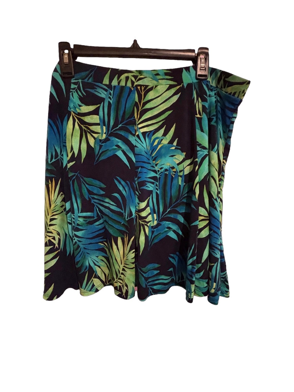 Susan Graver Skort XL - Tropical Palm Leaf Print - Navy / Green / Blue - Skort